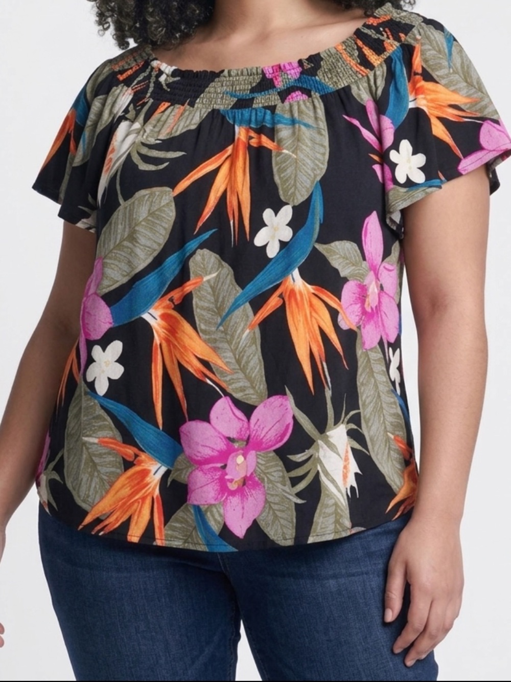 Peasant Blouse bird of paradise Large like new